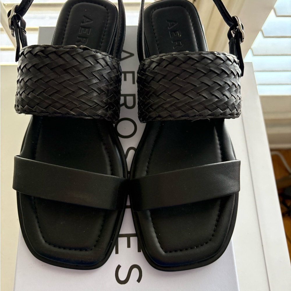 AEROSOLES Black Woven Sandals